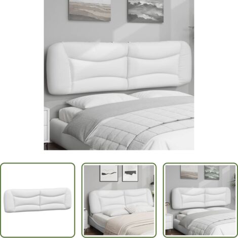Cuero sintético -  Cabecero de cama acolchado Hvar cuero sintético blanco 180 cm