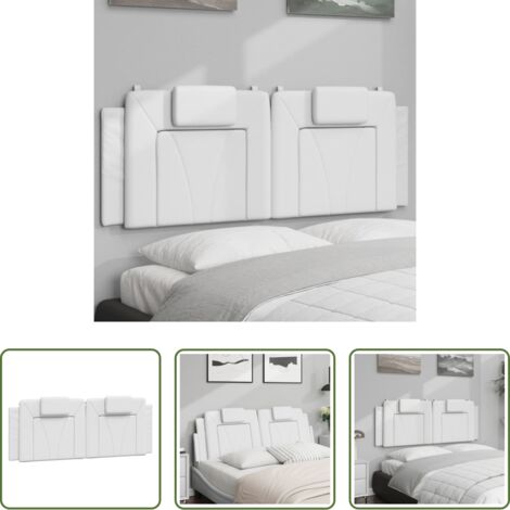 Cuero sintético -  Cabecero de cama acolchado Viana cuero sintético blanco 140 cm