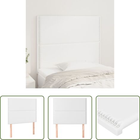 Cuero sintético -  Cabecero de cama blanco 100x5x118/128 cm piel sintética