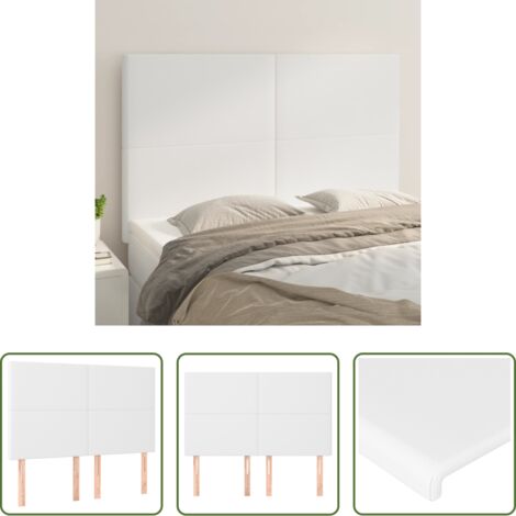 Cuero sintético -  Cabecero de cama blanco 144x5x118/128 cm piel sintética