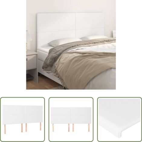 Cuero sintético -  Cabecero de cama blanco 180x5x118/128 cm piel sintética