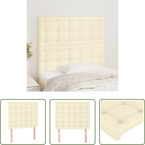 Cuero sintético -  Cabecero de cama color crema 100x5x118/128 cm Piel sintética