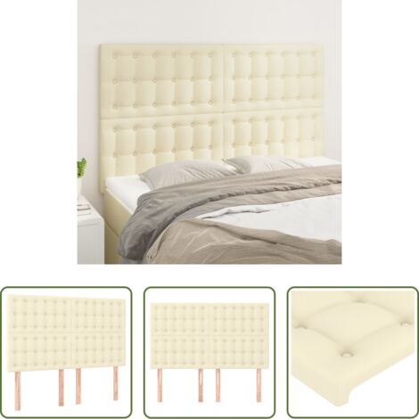 Cuero sintético -  Cabecero de cama color crema 144x5x118/128 cm Piel sintética