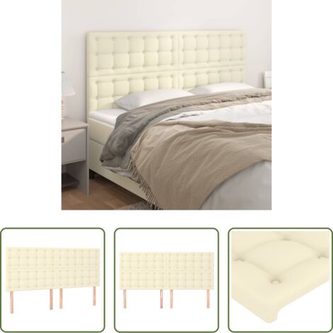 Cuero sintético -  Cabecero de cama color crema 200x5x118/128 cm Piel sintética