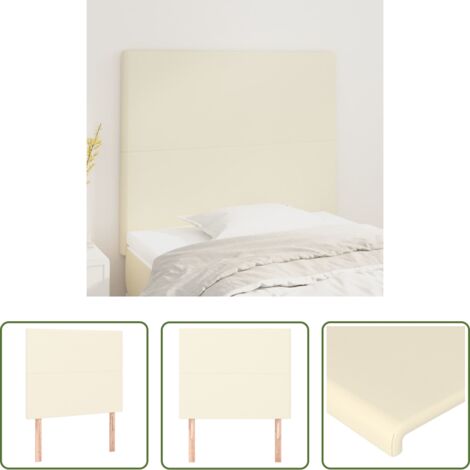 Cuero sintético -  Cabecero de cama color crema 90x5x118/128 cm piel sintética