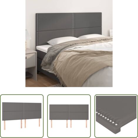Cuero sintético -  Cabecero de cama gris 200x5x118/128 cm piel sintética