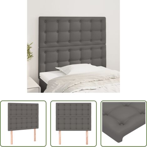 Cuero sintético - Cabecero de cama gris 90x5x118/128 cm piel sintética