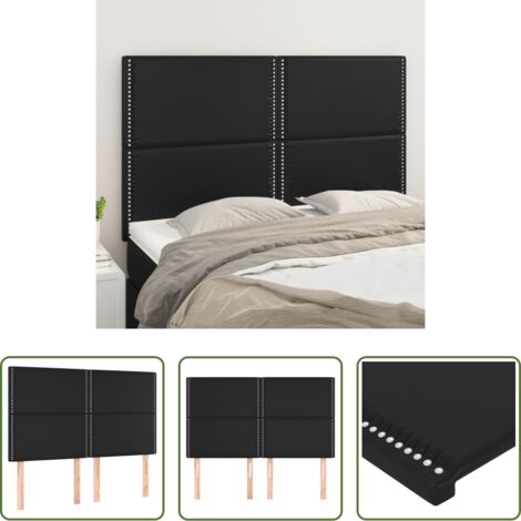 Cuero sintético - Cabecero de cama negro 144x5x118/128 cm piel sintética
