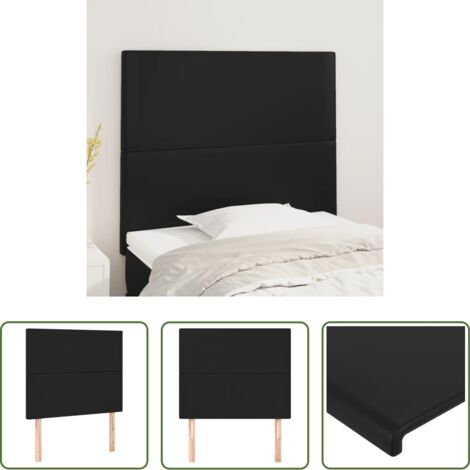 Cuero sintético -  Cabecero de cama negro 90x5x118/128 cm piel sintética