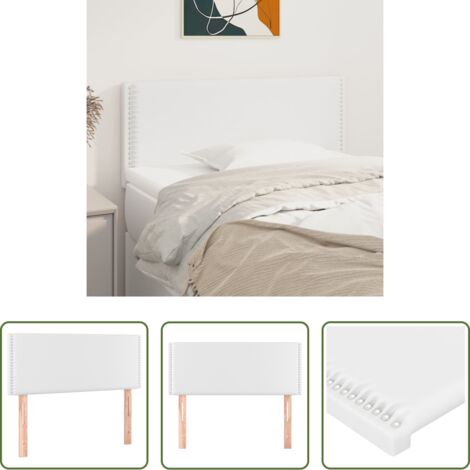 Cuero sintético -  Cabecero de cuero sintético blanco 100x5x78/88 cm