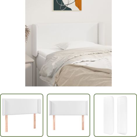 Cuero sintético -  Cabecero de cuero sintético blanco 103x16x78/88 cm