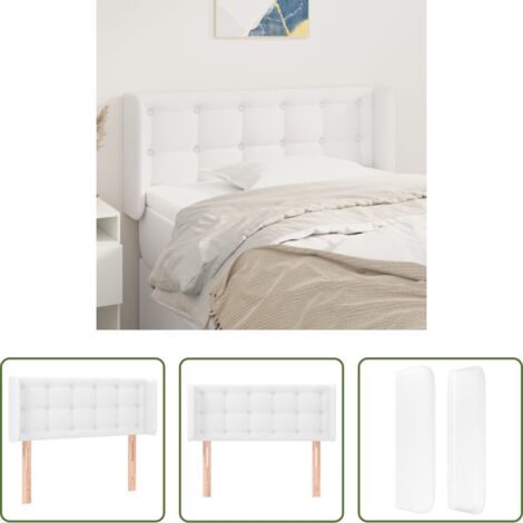 Cuero sintético -  Cabecero de cuero sintético blanco 103x16x78/88 cm