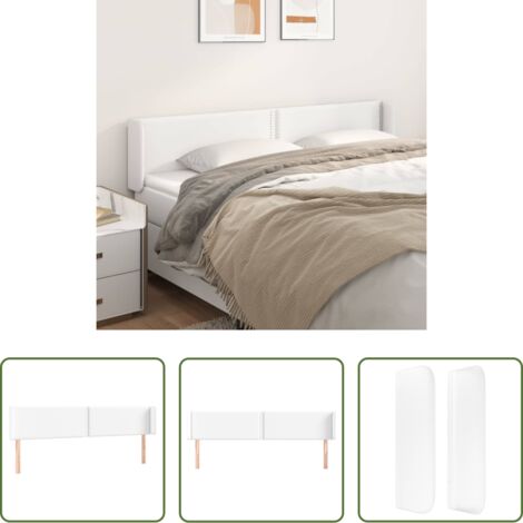 Cuero sintético -  Cabecero de cuero sintético blanco 203x16x78/88 cm