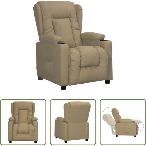 Cuero sintético -  Sillón reclinable de cuero sintético color capuchino