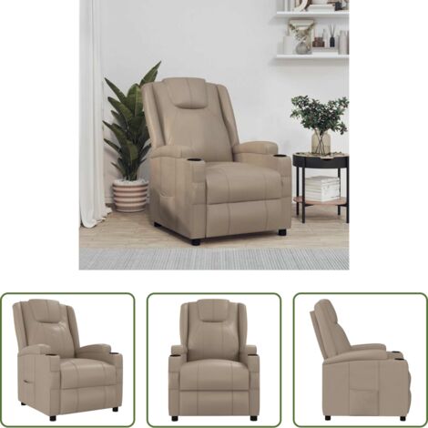 Cuero sintético -  Sillón reclinable de cuero sintético color capuchino