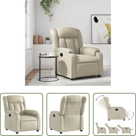 Cuero sintético -  Sillón reclinable de cuero sintético crema