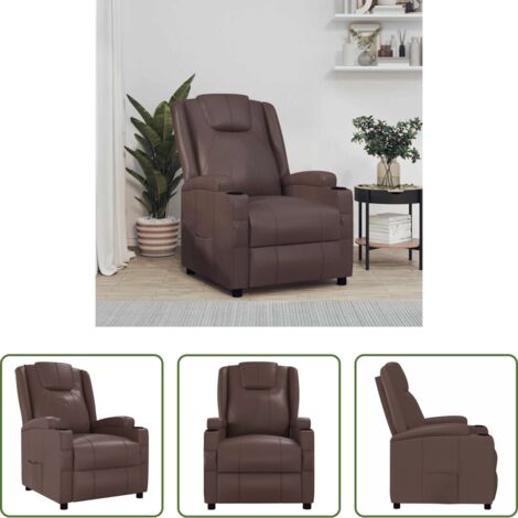 Cuero sintético -  Sillón reclinable de cuero sintético marrón