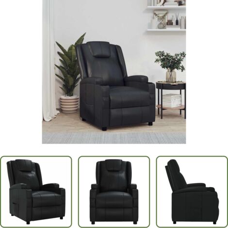 Cuero sintético -  Sillón reclinable de cuero sintético negro