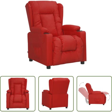 Cuero sintético -  Sillón reclinable de cuero sintético rojo tinto