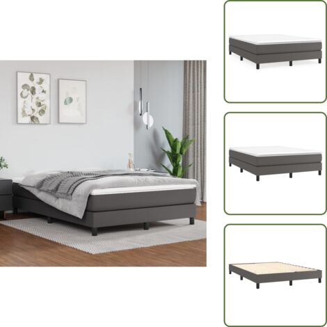 Cuero sintético - vidaXL Estructura de cama con somier cuero sintético gris 140x190 cm - Cama gris