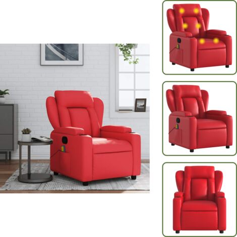 Cuero sintético - vidaXL Sillón de masaje reclinable cuero sintético rojo - Ergonomía
