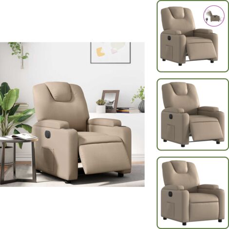 Cuero sintético - vidaXL Sillón reclinable eléctrico de cuero sintético color capuchino - Sillón de cuero sintético