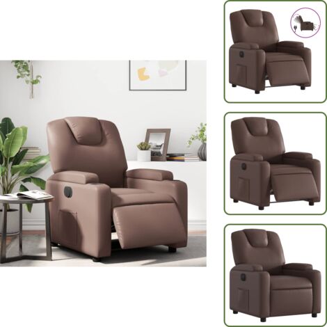 Cuero sintético - vidaXL Sillón reclinable eléctrico de cuero sintético marrón - Motor eléctrico