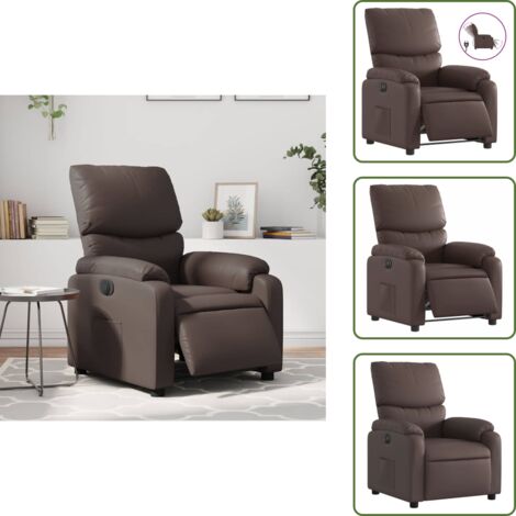 Cuero sintético - vidaXL Sillón reclinable eléctrico de cuero sintético marrón - Motor eléctrico