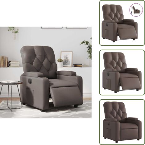 Cuero sintético - vidaXL Sillón reclinable eléctrico de cuero sintético marrón - Motor eléctrico