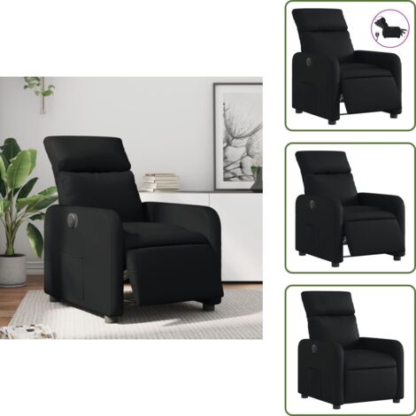 Cuero sintético - vidaXL Sillón reclinable eléctrico de cuero sintético negro - Motor eléctrico