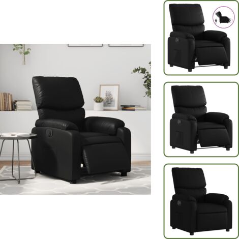 Cuero sintético - vidaXL Sillón reclinable eléctrico de cuero sintético negro - Motor eléctrico