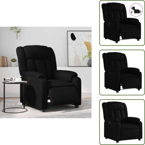 Cuero sintético - vidaXL Sillón reclinable eléctrico de cuero sintético negro - Motor eléctrico