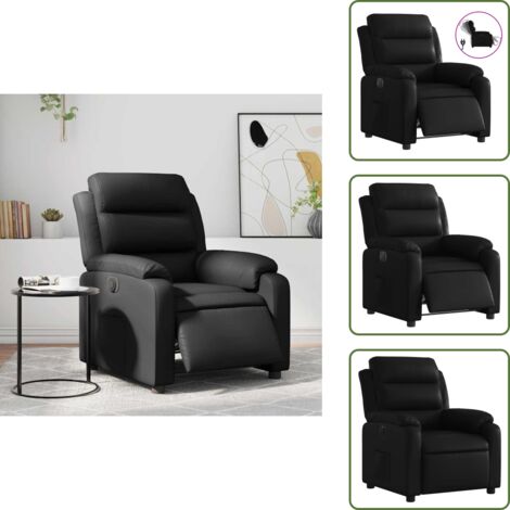 Cuero sintético - vidaXL Sillón reclinable eléctrico de cuero sintético negro - Motor eléctrico