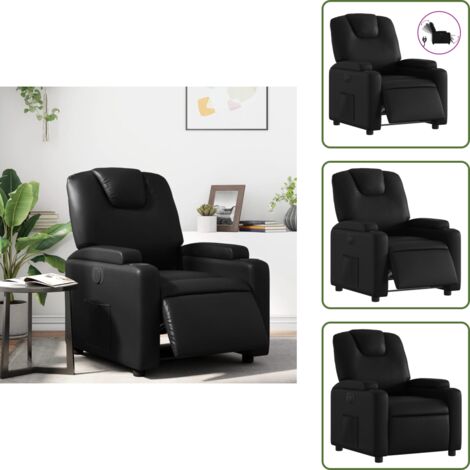 Cuero sintético - vidaXL Sillón reclinable eléctrico de cuero sintético negro - Motor eléctrico