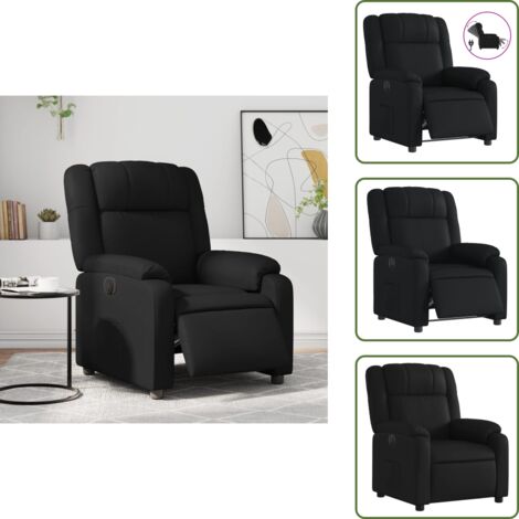 Cuero sintético - vidaXL Sillón reclinable eléctrico de cuero sintético negro - Motor eléctrico