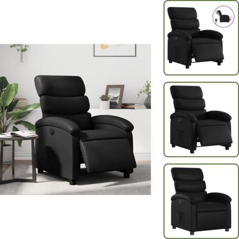 Cuero sintético - vidaXL Sillón reclinable eléctrico de cuero sintético negro - Motor eléctrico