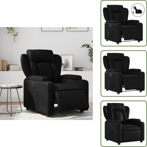 Cuero sintético - vidaXL Sillón reclinable eléctrico de cuero sintético negro - Motor eléctrico