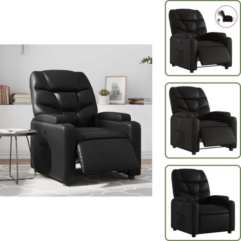 Cuero sintético - vidaXL Sillón reclinable eléctrico de cuero sintético negro - Motor eléctrico