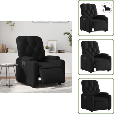 Cuero sintético - vidaXL Sillón reclinable eléctrico de cuero sintético negro - Motor eléctrico