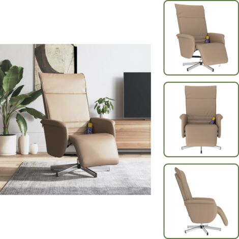 Cuero sintético - vidaXL Sillón reclinable masaje reposapiés cuero sintético capuchino - Ergonomía