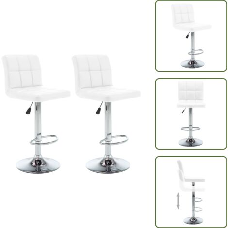 Cuero sintético - vidaXL Taburetes de cocina 2 unidades cuero sintético blanco - Taburetes de cocina blancos