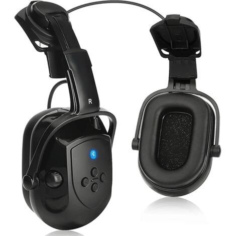 Cuffie antirumore Bluetooth per caschi di sicurezza, NRR 28 dB, cuffie regolabili da fissare al casco, cuffie antirumore rimovibili per caschi, nere