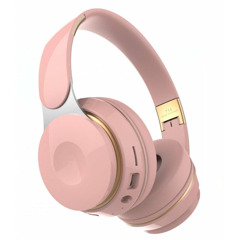 Cuffie Bluetooth over-ear T14 rosa da 1 pezzo