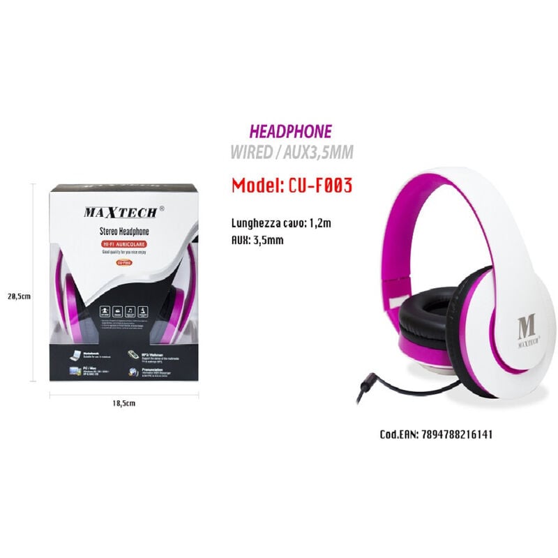 Image of Maxtech - Trade Shop - cuffs mit attacco 3.5 mm pc computer mac notebook MP3 portatili CU-F003 -