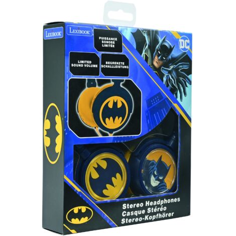 Cuffie stereo cablate pieghevoli Lexibook HP015BAT Batman con volume di sicurezza per bambini