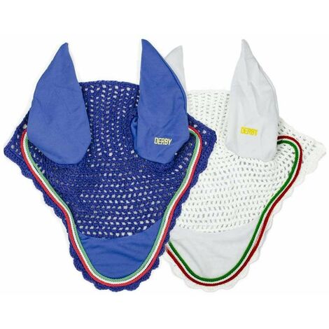 Cuffietta antimosche per cavalli con cordone nei colori della bandiera Italiana: FULL, Bianco