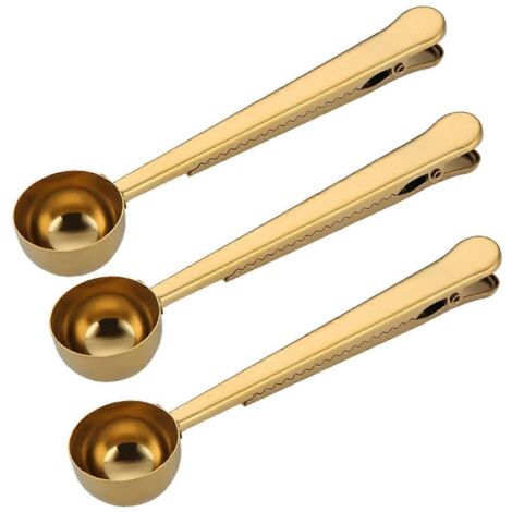 Cuillère à café 2 en 1, cuillère doseuse pour café en poudre, dorée