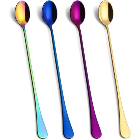 Cuillère À Café - Acier Inoxydable - 24 cm - Pour Boissons Fraîches Et Desserts - Lot De 4