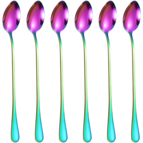Cuillère À Café - Cuillère À Thé Longue 20 Cm - En Acier Inoxydable - Pour Café, Thé, Chocolat Chaud, Cocktail - Lot De 6