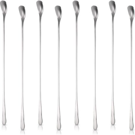 Cuillère À Café En Acier Inoxydable - 20 Cm - Pour Thé Glacé Café Cocktail - Lot De 8